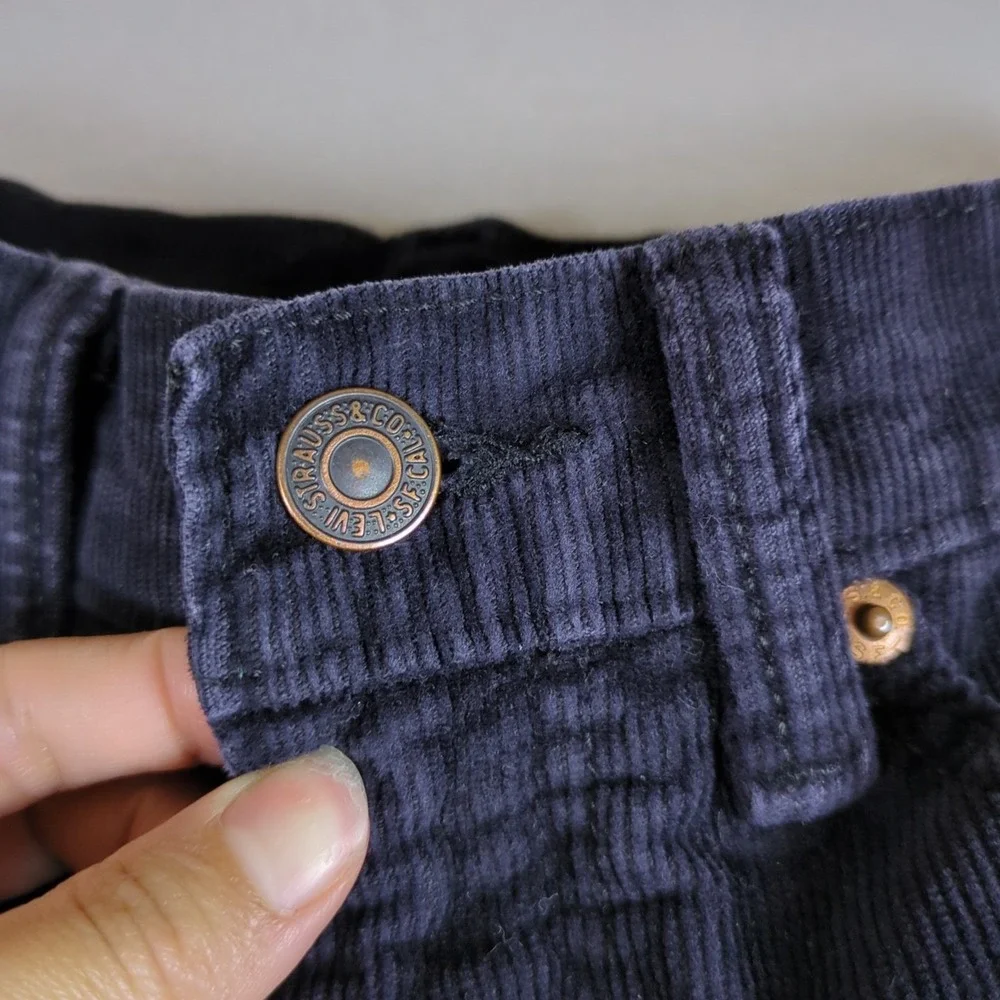 Levis 514 Corduroy Pants Mens 29x28 Blue Straight Fit Zip Fly Stretch White Tab